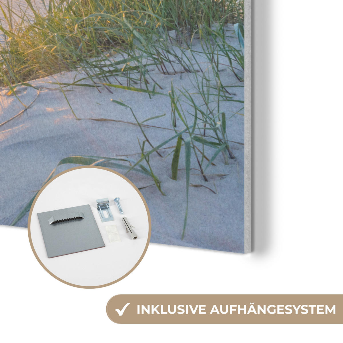 AKUSTIKBILD Strand - Sonne - Düne - Gras - Sand - Horizont Akustikpaneele 90x60 cm - Hellblau, Kunststoff (90/60/0.9cm) - MuchoWow