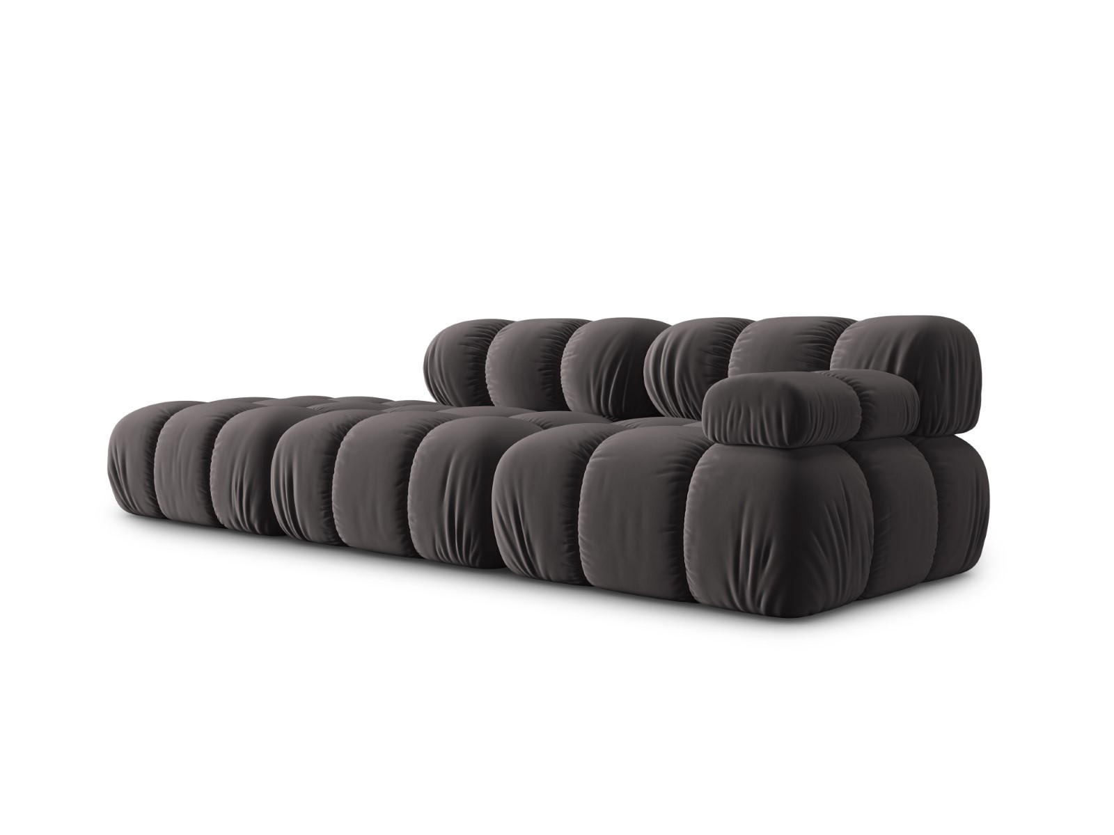 MODULARES-SOFA links Bellis aus Samt dunkelgrau 4 Sitzplätze - Dunkelgrau, Textil (94/63/282cm) - Micadoni