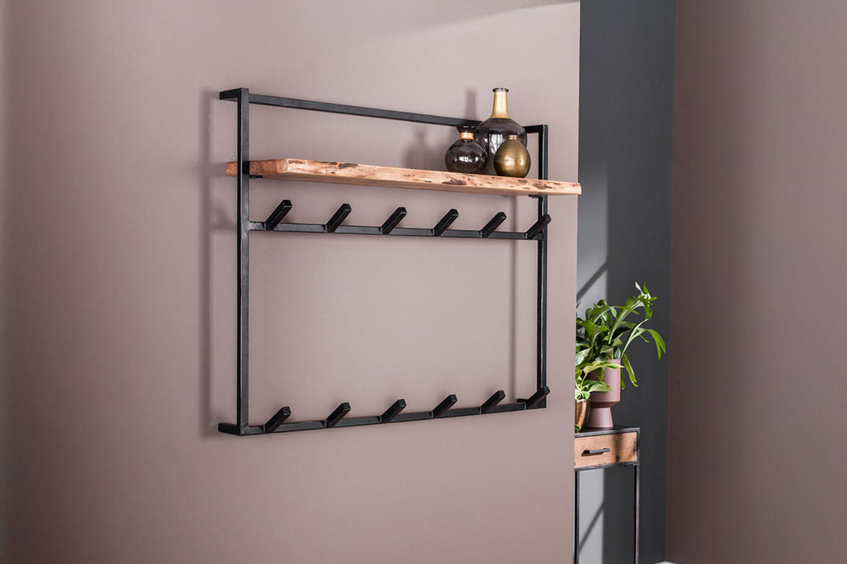 GARDEROBE RAICA Schwarz Akazie - Schwarz, Metall (100/80/30cm) - KAWOLA