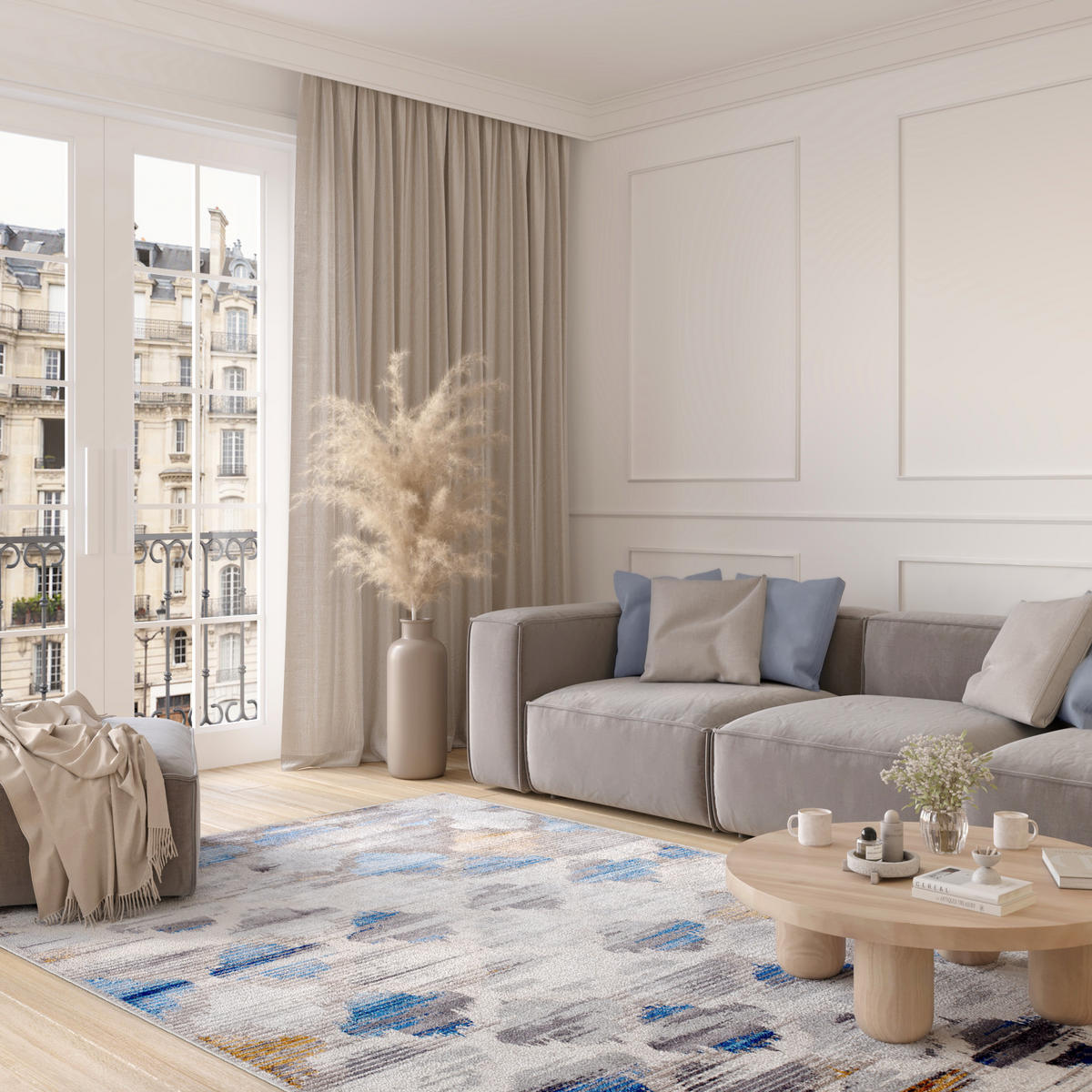 TEPPICH VALLEY Grau Blau 80/150 cm - Blau, Textil (80/150cm) - Tapiso