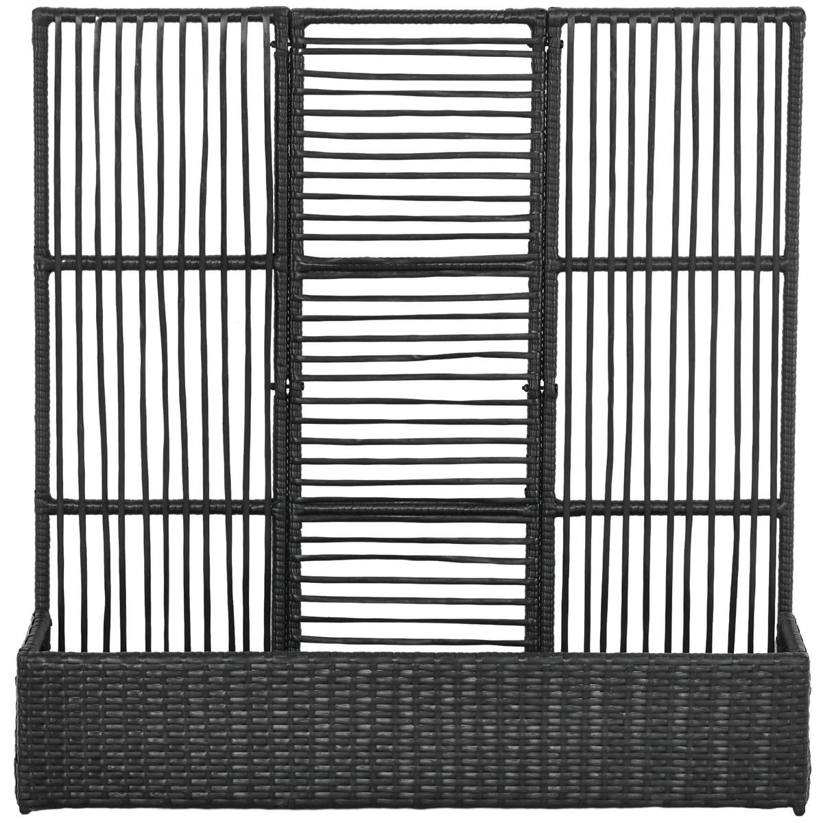 BLUMENKASTEN Mit Spalier DE-07750 wetterfest, Polyrattan Schwarz - Schwarz, Kunststoff (29/103/103cm) - ComfortXL