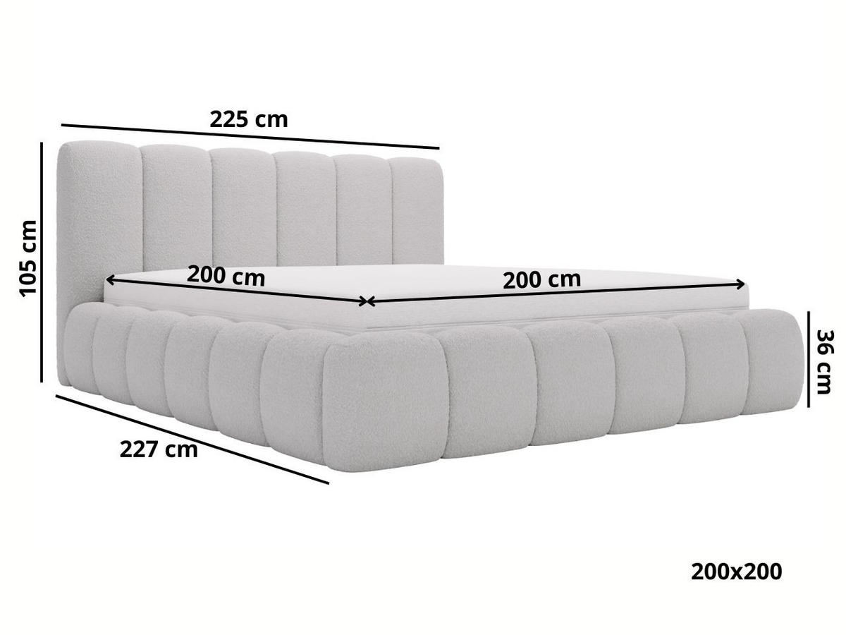 POLSTERBETT Cloud 200x200 Bouclé-Stoff Hellgrau - Hellgrau, Textil (200/200cm) - Graingold