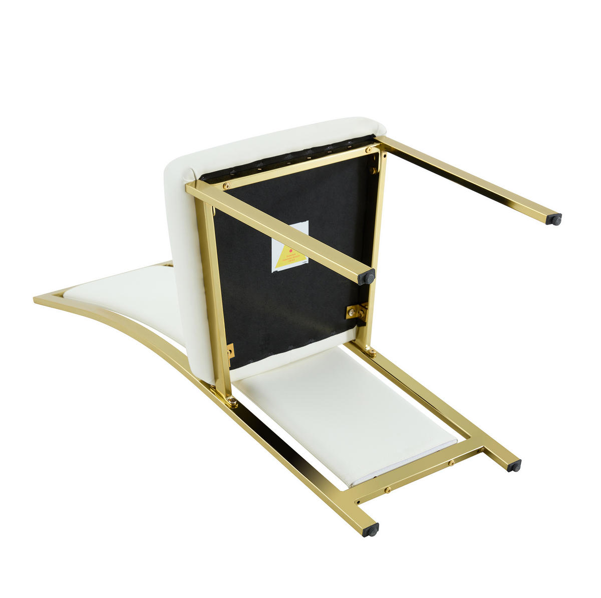 ESSZIMMERSTUHL 4er-Set mit hoher Rückenlehne 109 cm PU-Leder Weiß Gold - Weiß, Metall (42.7/109/44.1cm) - Meubliv