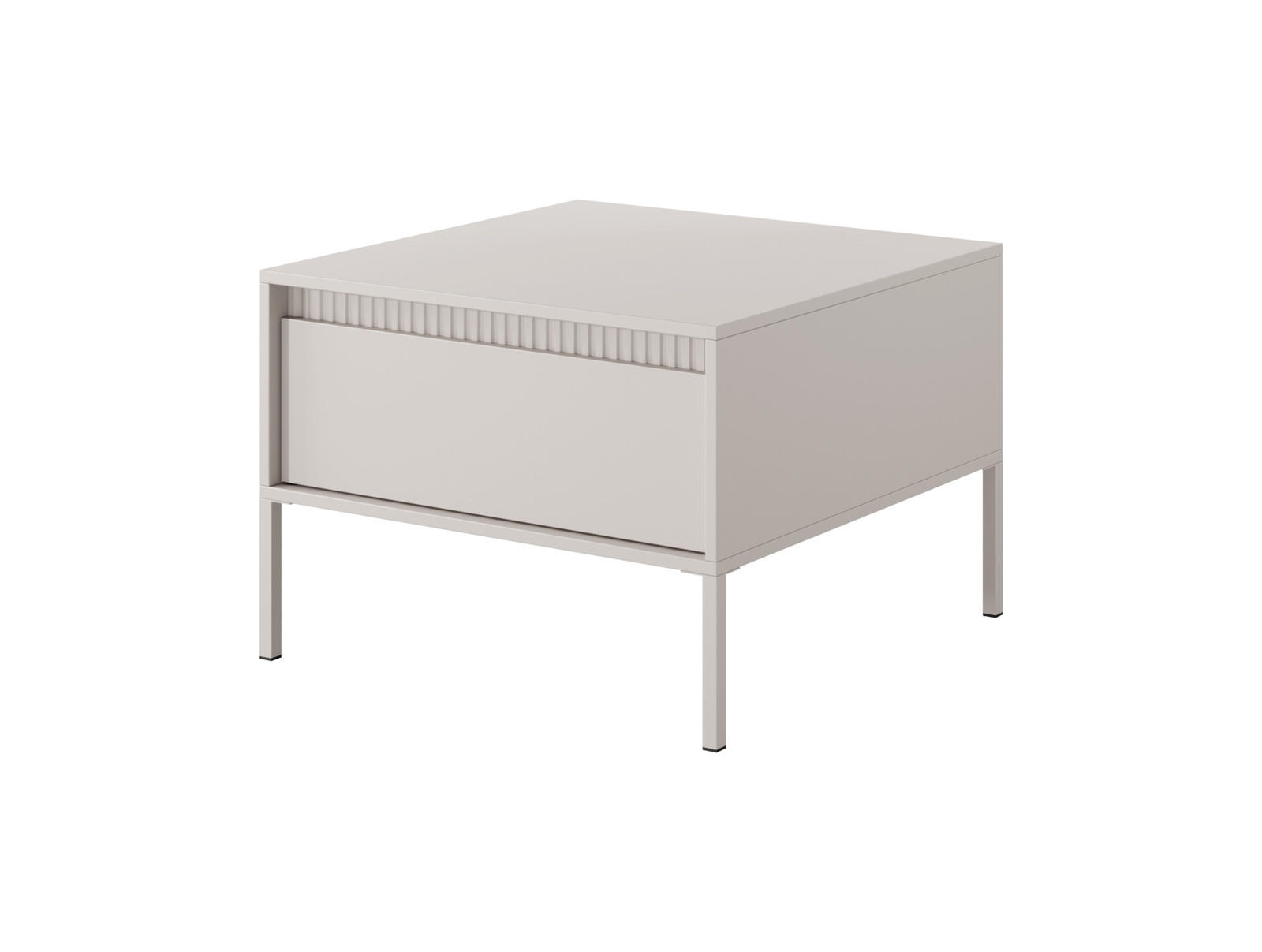 COUCHTISCH Ferrato F 68x68 cm Beige - mit 1 Schublade i Riffel-Detail - Beige, Holz/Holzwerkstoff (68/68/48cm) - Ravio