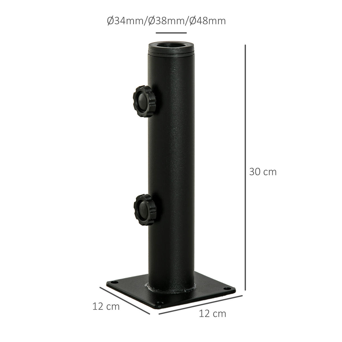 SONNENSCHIRMSTÄNDER Schwarz 12/12/30 cm - Schwarz, Metall (12/12cm) - PANGIVO