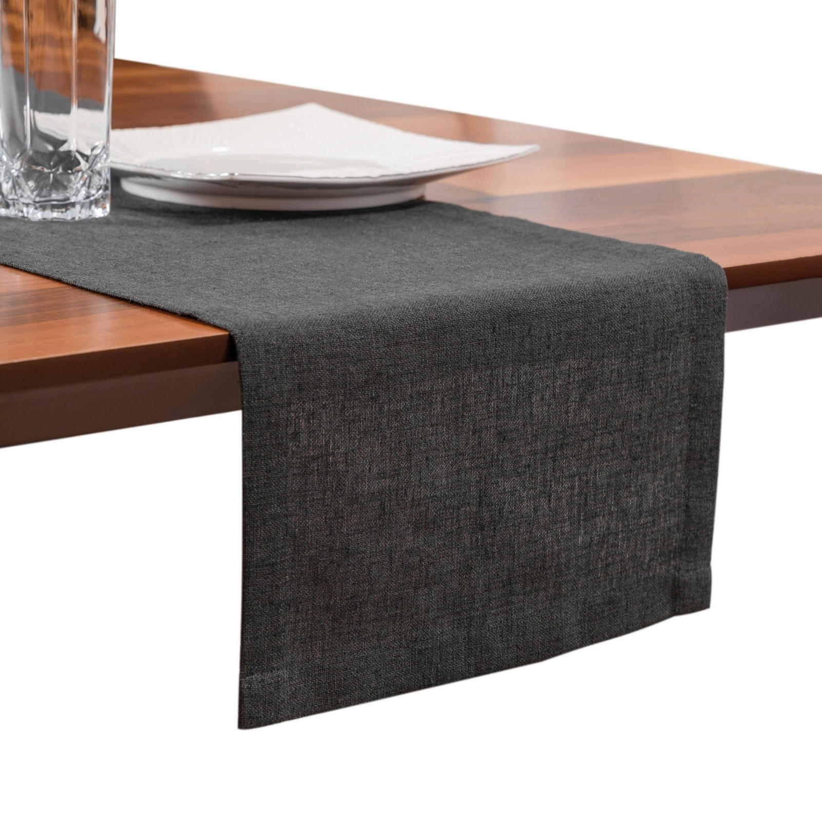 TISCHLÄUFER 30x120 cm dunkelgrau in Leinenoptik, wasserabweisend & waschbar - Dunkelgrau, Textil (30/30/10cm) - SHOPENTRA