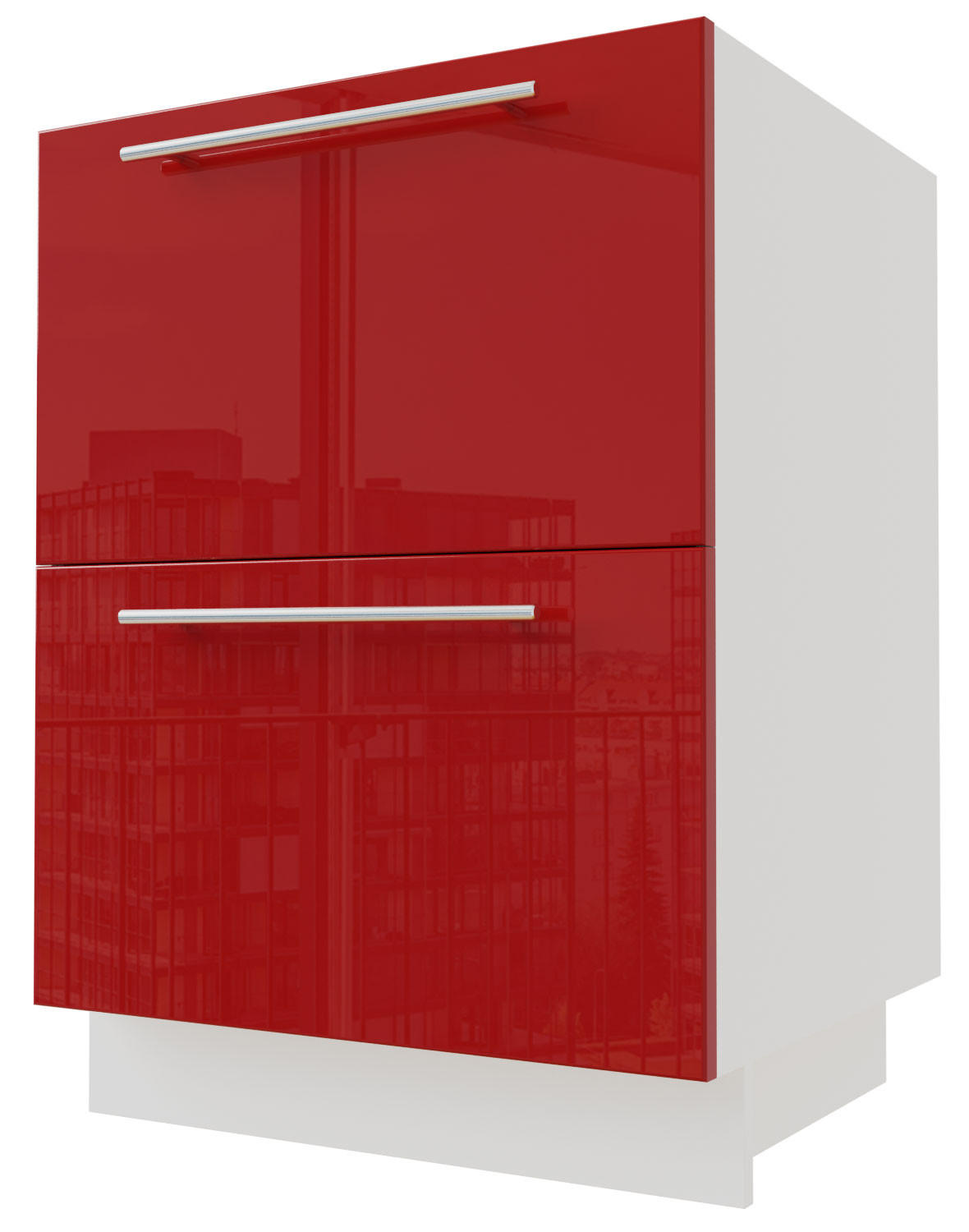 Feldmann-Wohnen Schubladenunterschrank Rot, Weiß 60x82x50 cm