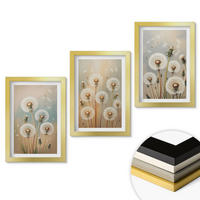 WANDBILDER 3er Set - 20x30 cm Goldrahmen - Pastellfarbene Löwenzahnblüten - Goldfarben, Kunststoff (20/30cm) - ArtPrintCave