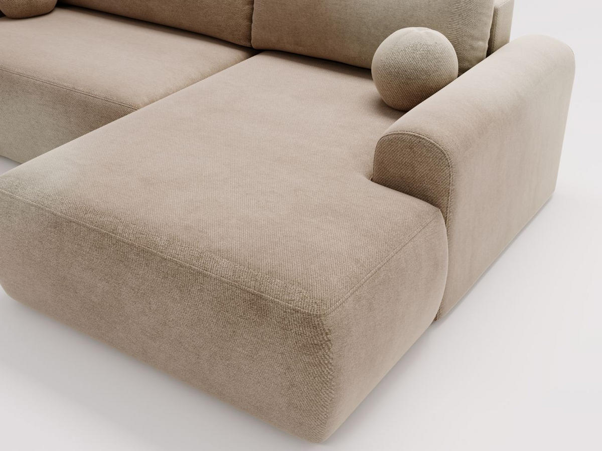 ECKSOFA Savana Beige Links - Beige, Holz/Textil (257/177cm) - Graingold