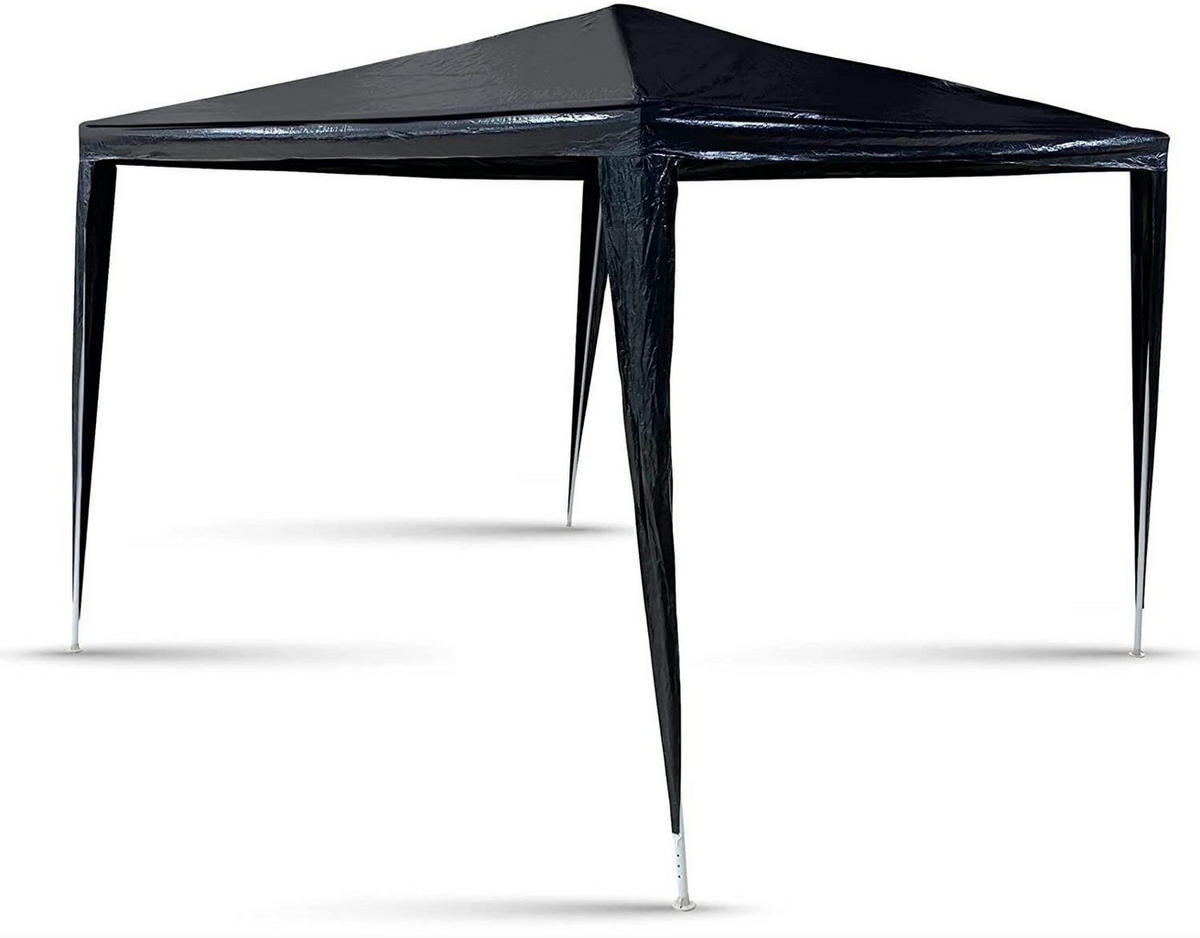 GARTEN PAVILLON – 3×3 m Wasserdichtes Partyzelt mit PE-Plane, Stabile Stahlrohre, Werkzeugfreier Aufbau, Für Outdoor, Garten, Camping - Schwarz, Kunststoff/Metall (300/250/300cm) - Resch