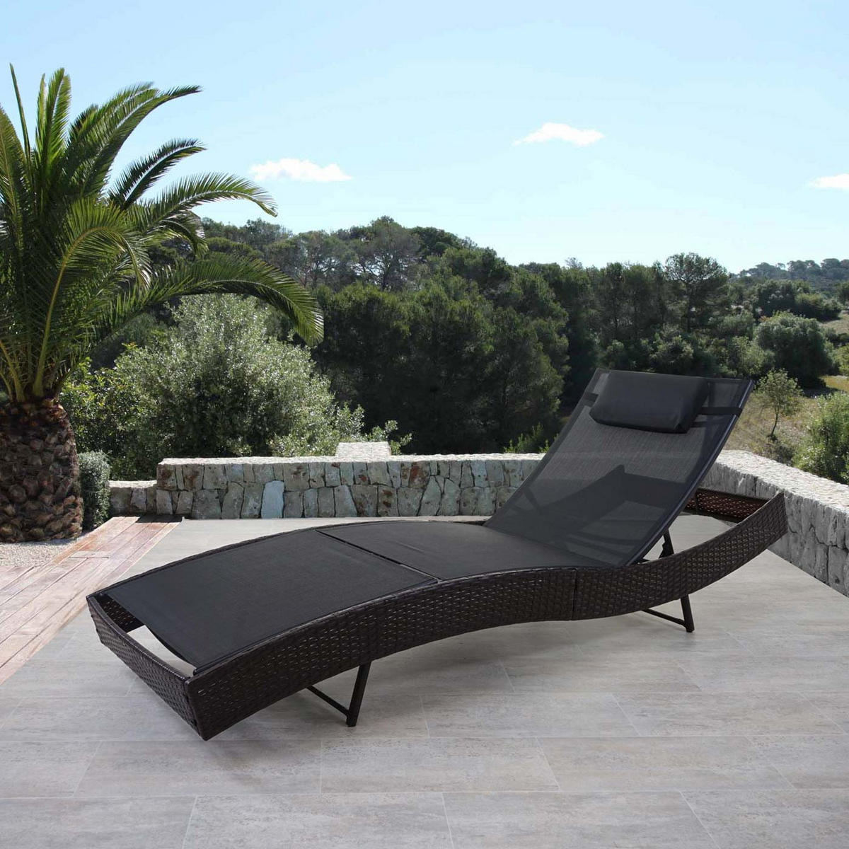 SONNENLIEGE Braun, Schwarz - Schwarz/Braun, Kunststoff (70/88/220cm) - MCW