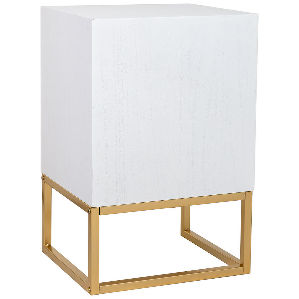 NACHTTISCH aus Metall und Holz, 40x35x61cm - Weiß, Holz (40/61/35cm) - Wanderlust