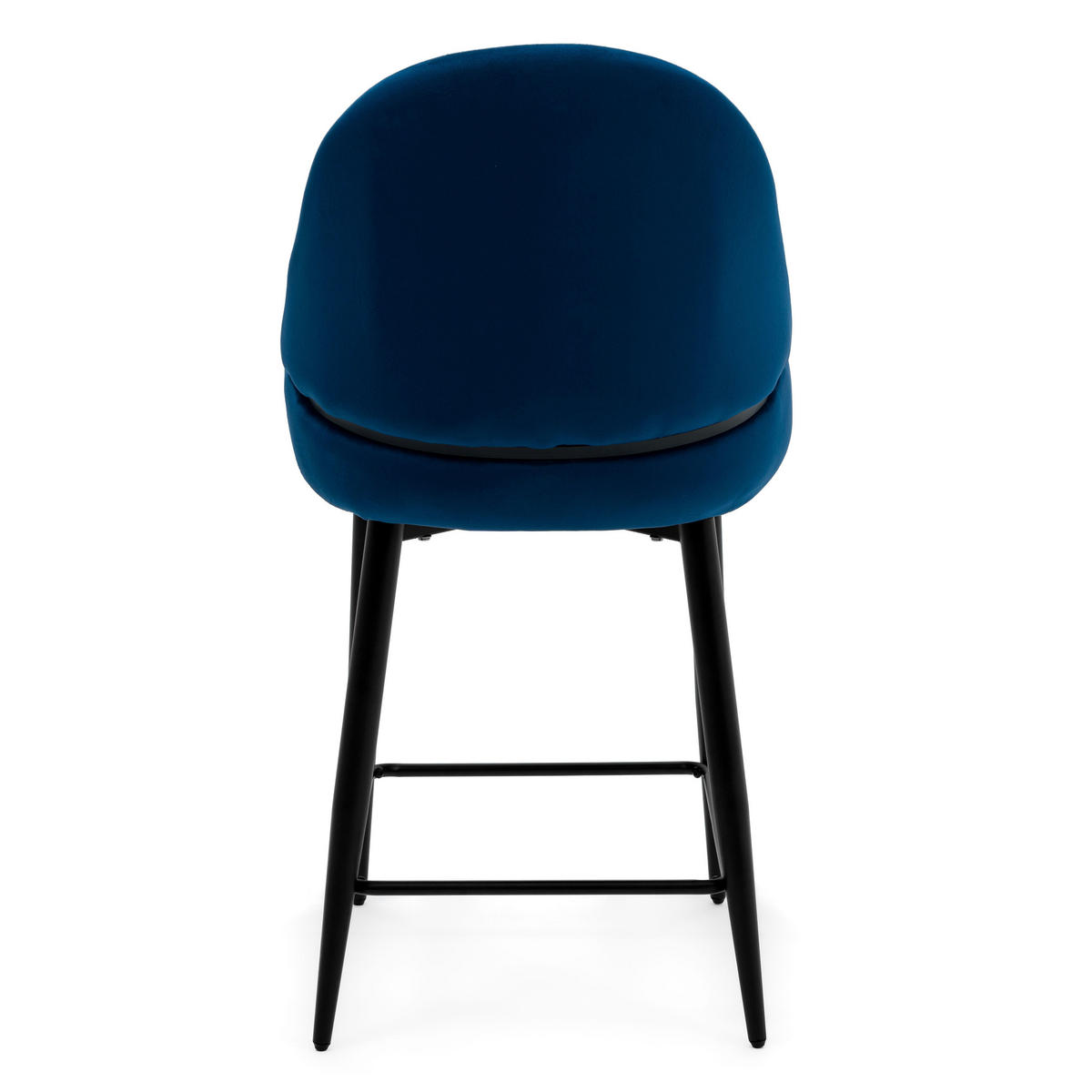 BARHOCKER BERGAMO gepolsterter mit Steppung - dunkelblau - Samt Velour - Blau/Schwarz, Textil/Metall (56/106/61cm) - NEW HOME