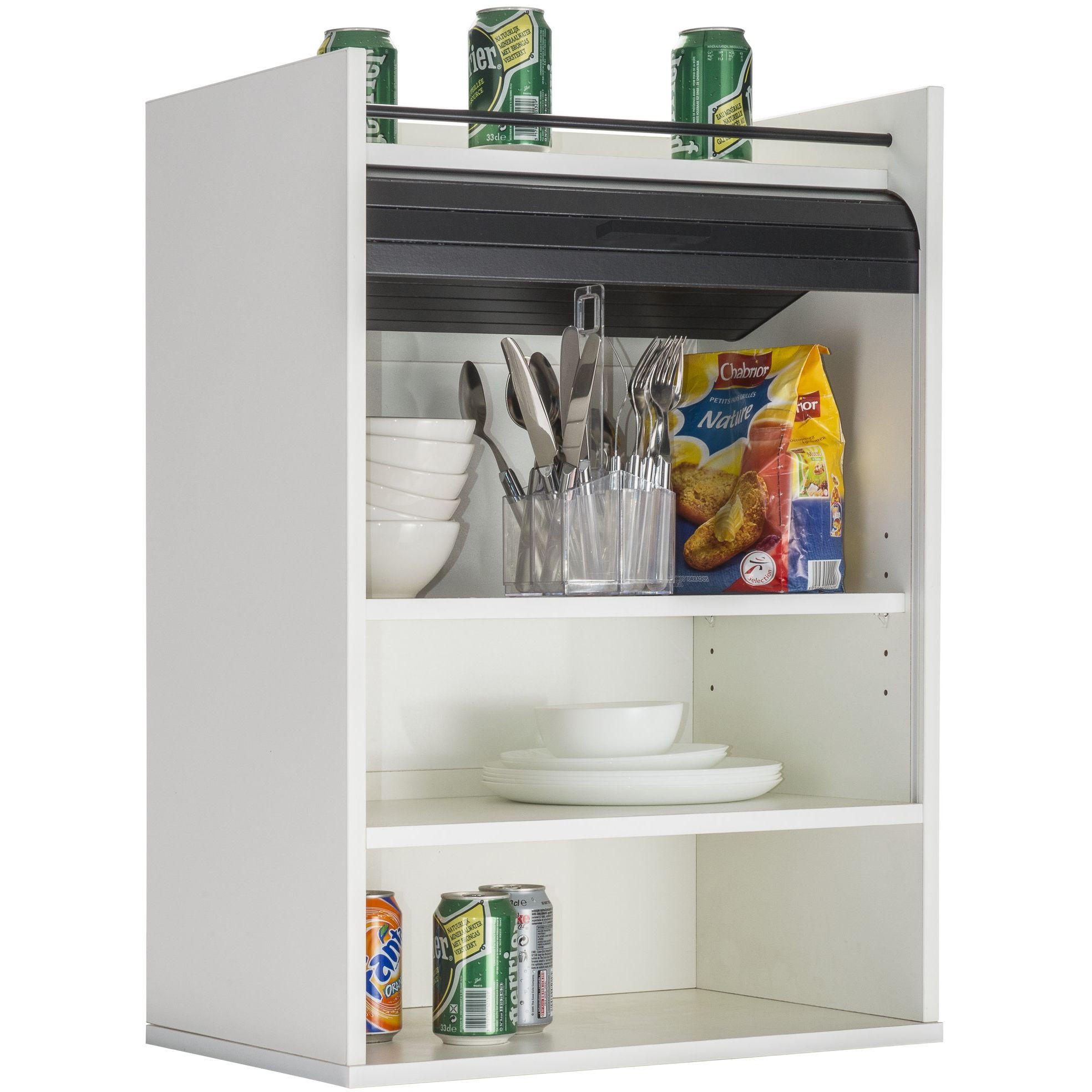 KÜCHENOBERSCHRANK mit Rolladentür 35/54/77cm - Weiß, Holzwerkstoff (54/77/35cm) - Simmob