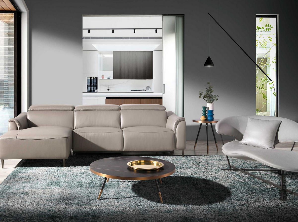 ECKTISCH Runder aus Porzellanmarmor und schwarzem Stahl Ø46/56 cm - Schwarz Hochglanz/Messingfarben, Stein/Metall (46/46/56cm) - ANGEL CERDA