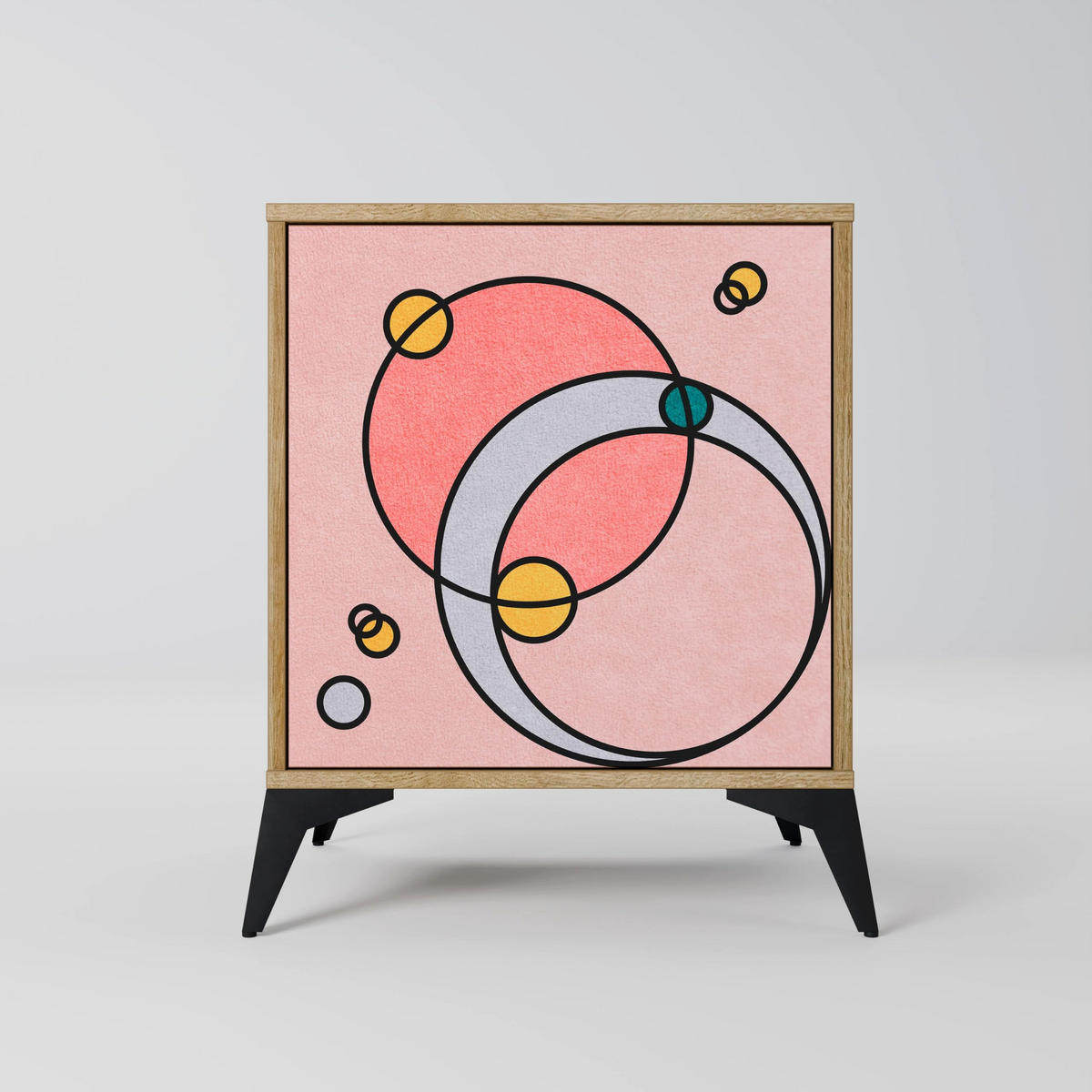 SIDEBOARD GOSSAMER ECHOES, Eichefarben, 57,5x42x75,5 cm, Goldfarbene Metallfüße - Eichefarben/Goldfarben, Holzwerkstoff/Metall (57.5/75.5/42cm) - SpaceRebels