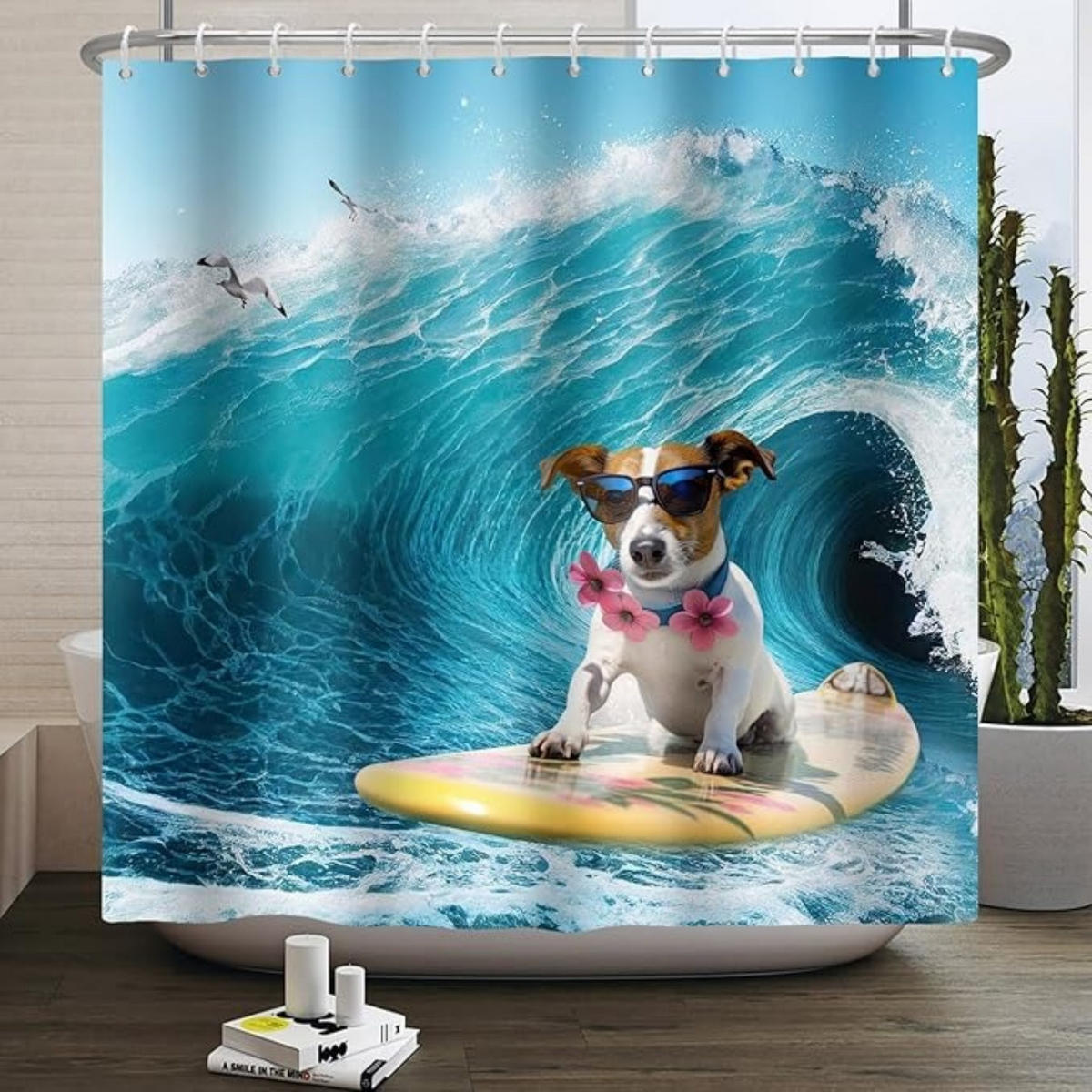 DUSCHVORHANG Stil für Badewanne waschbar Stoff wasserdicht mit Haken - Blau, Textil (180/180cm) - MCBOSON