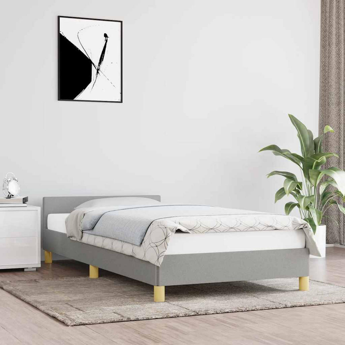 BETTGESTELL Ohne Matratze Hellgrau 100/200 Cm Stoff - Grau, Textil (100/200cm) - vidaXL