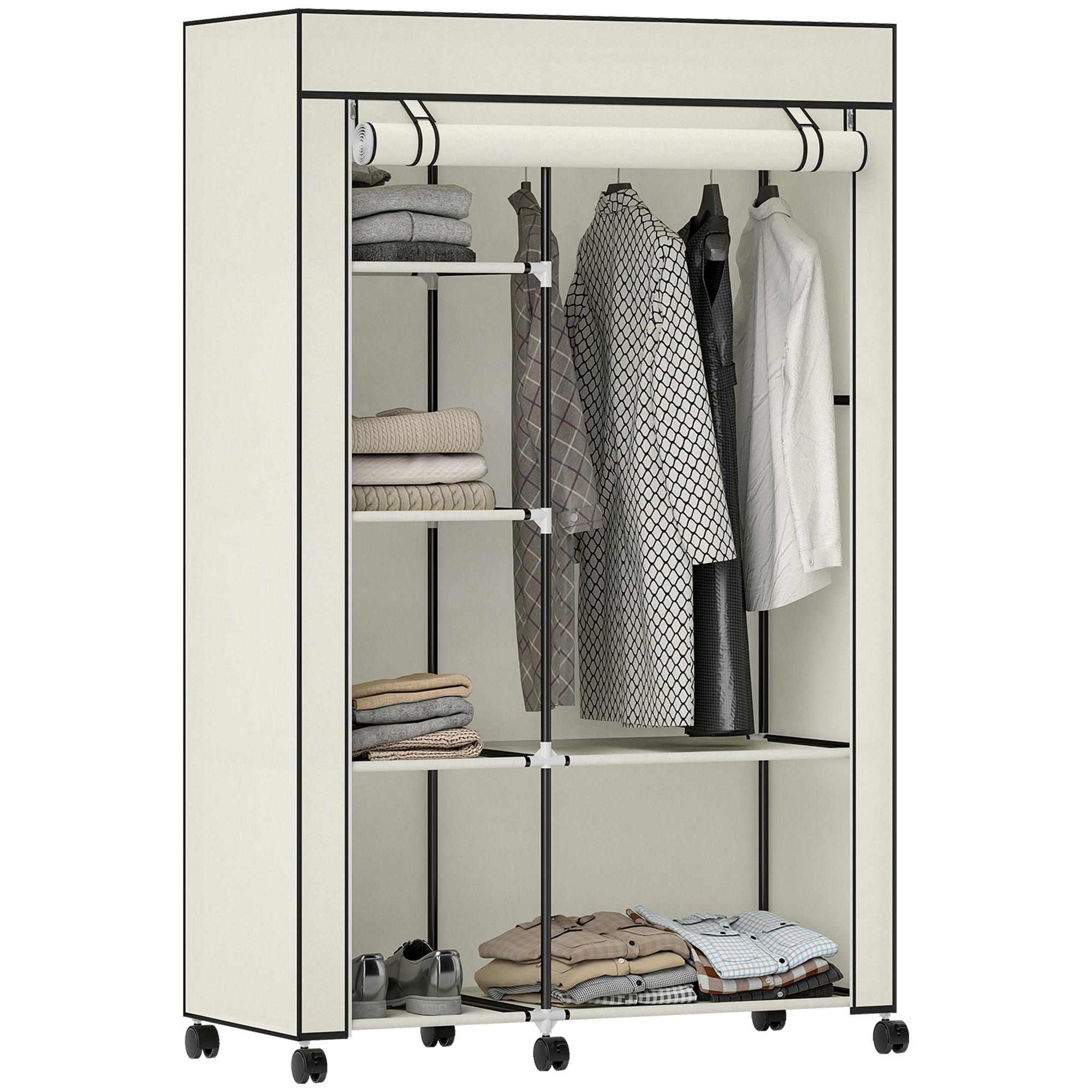 STOFFSCHRANK weiß 1 Stück - Weiß, Metall (103/162.5/43cm) - GiPP