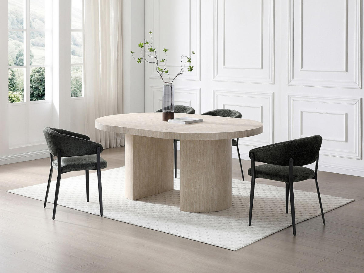 STUHL mit Armlehnen 2er-Set - Stoff & schwarzes Metall - Grün - AVRELA - Grün, Textil (56/77/55cm) - Vente-Unique