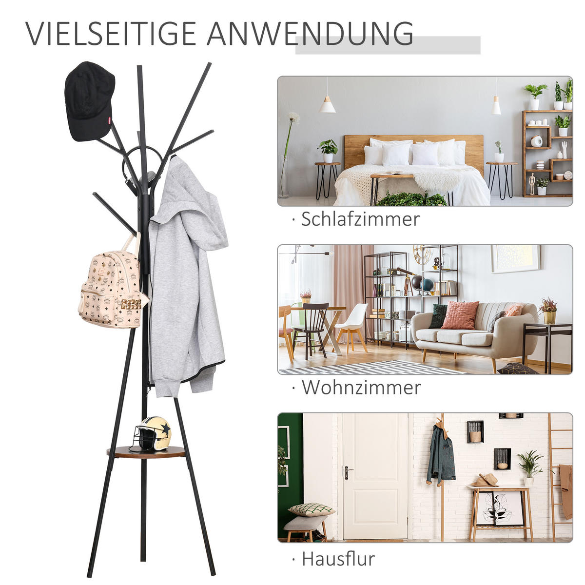 KLEIDERSTÄNDER - Braun, Holzwerkstoff/Metall (45/180/45cm) - HOMCOM