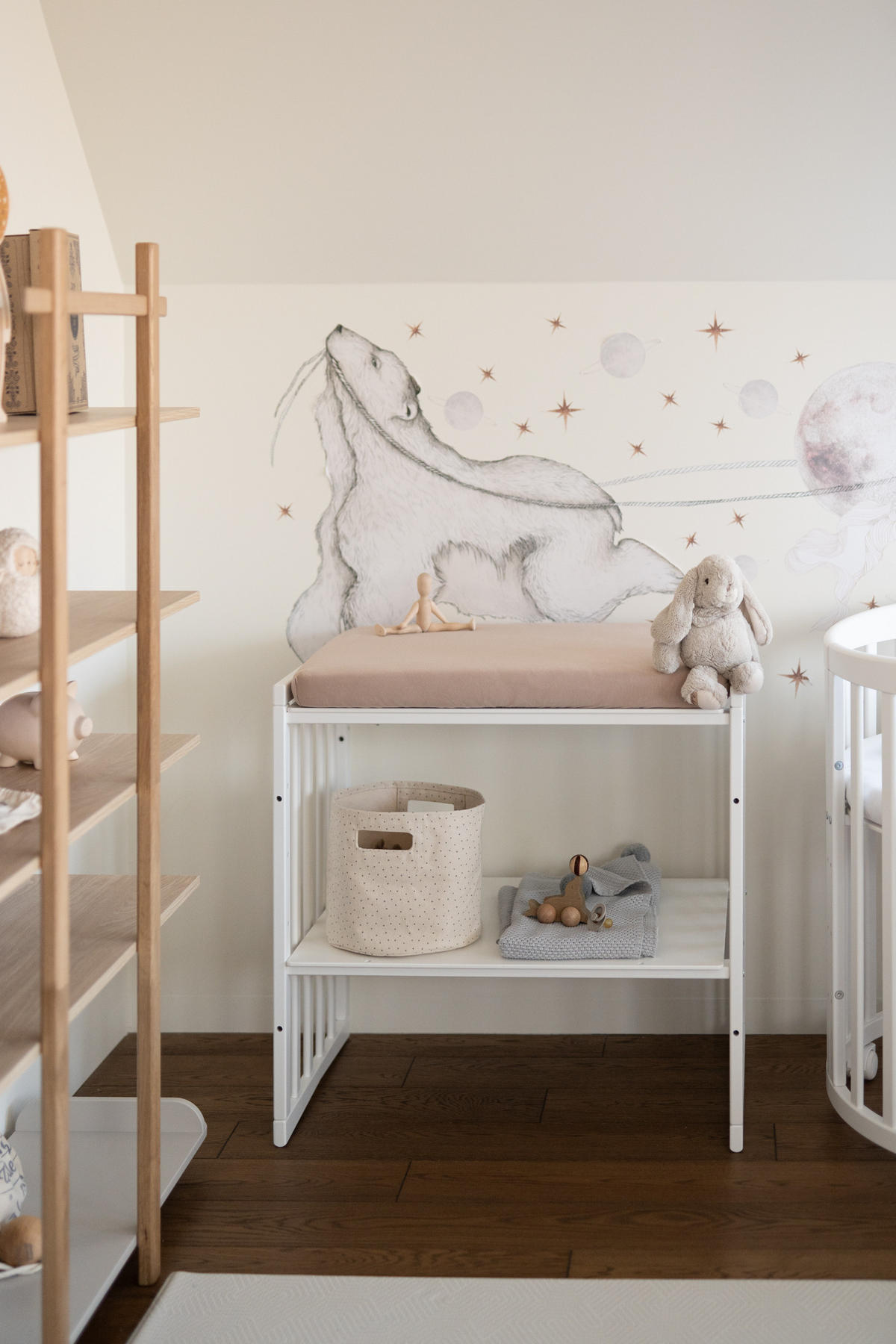 CEARȘAF cu elastic pentru bebe raft 7in1 - taupe, material textil (50/73cm) - waldin