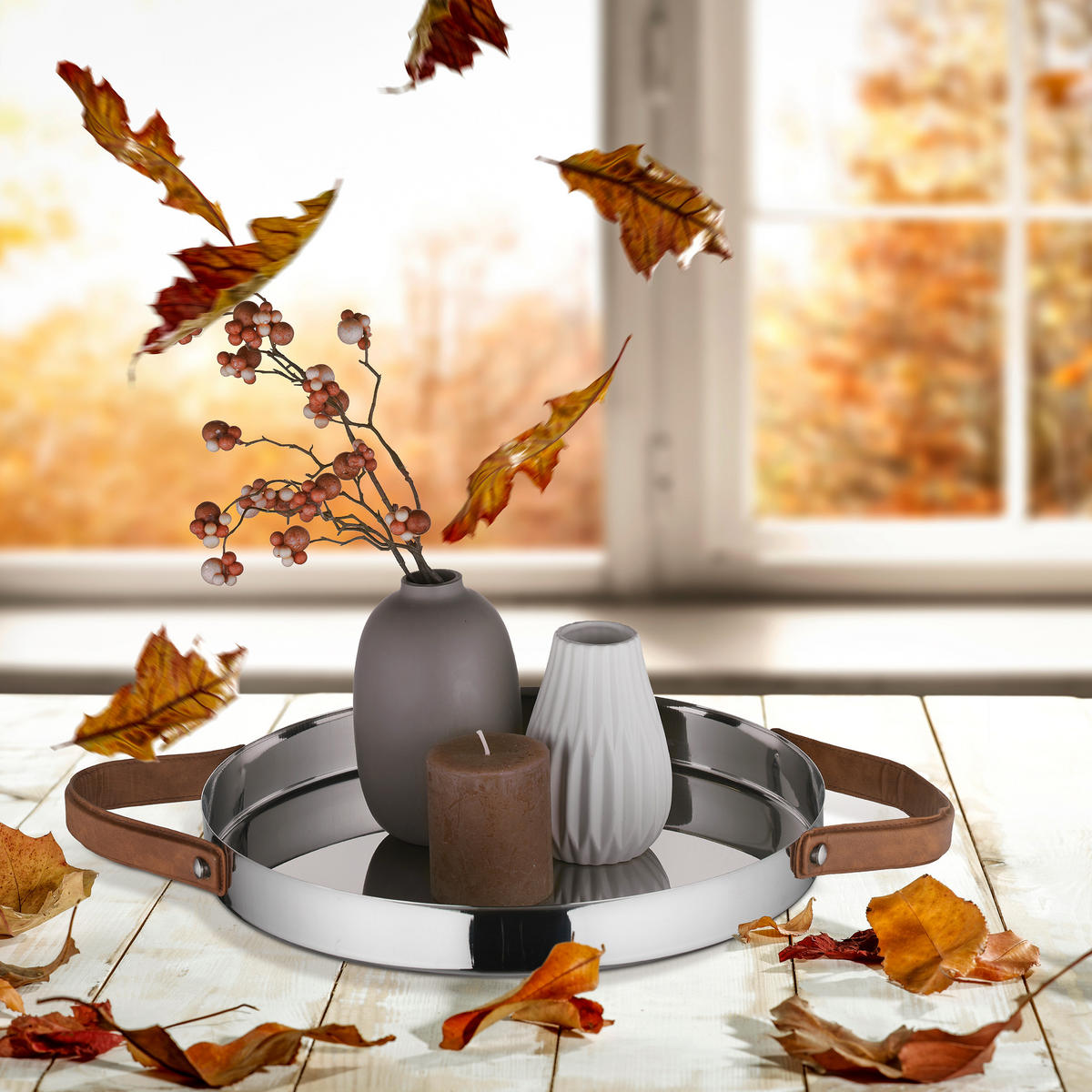 SERVIERTABLETT - Silberfarben, Kunststoff/Metall (50/4/35cm) - Relaxdays