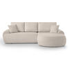 ECKSOFA Teddy L Beige, Bouclé-Stoff, rechts - Creme/Schwarz, Textil (270/170cm) - Beautysofa