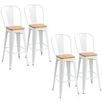 BARHOCKER 4er-Set DE-14711 industriell mit Rückenlehne & Fußstütze Weiß - Creme, Metall (48/117/44cm) - ComfortXL