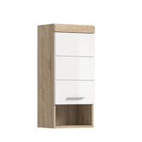 HÄNGESCHRANK Lambada Bad in Sonoma Eiche hell und weiß hochglanz B/H/T: 37x79x24 cm - Eichefarben, Holz (37/79/24cm)