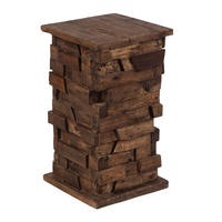 BLUMENHOCKER Dome Mahagoni Massivholz naturfarben - Naturfarben, Holz (27/28/50cm) - CREEDWOOD