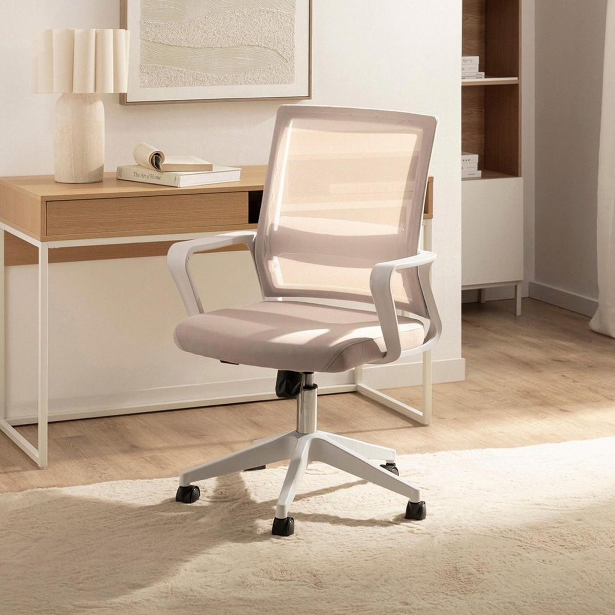 SCHREIBTISCHSTUHL Sayla Beige 60 cm x 95-105 cm - Beige, Kunststoff (60/95/60cm) - Klast Home