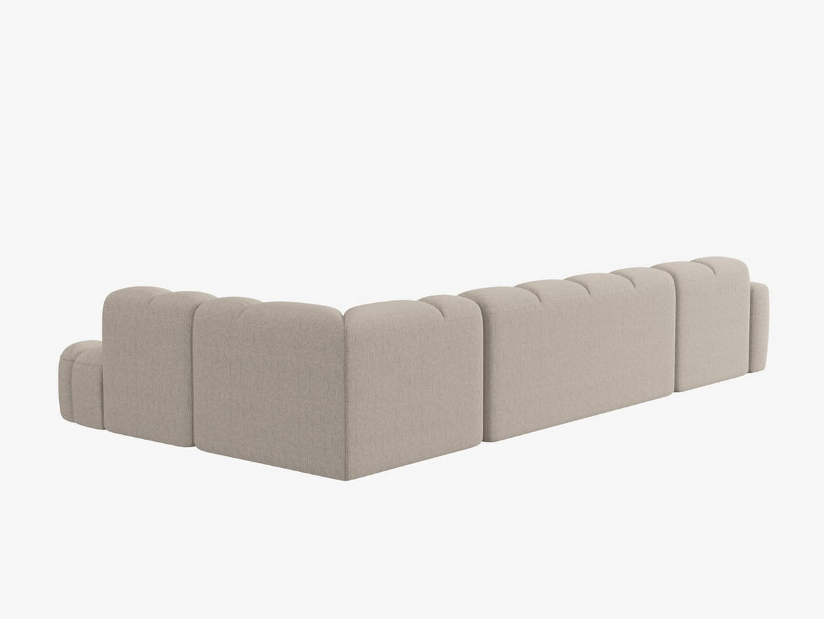 PANORAMASOFA rechts Lisa aus strukturiertem Stoff sand 7 Sitzplätze - Sandfarben, Textil (234/77/387cm) - Micadoni