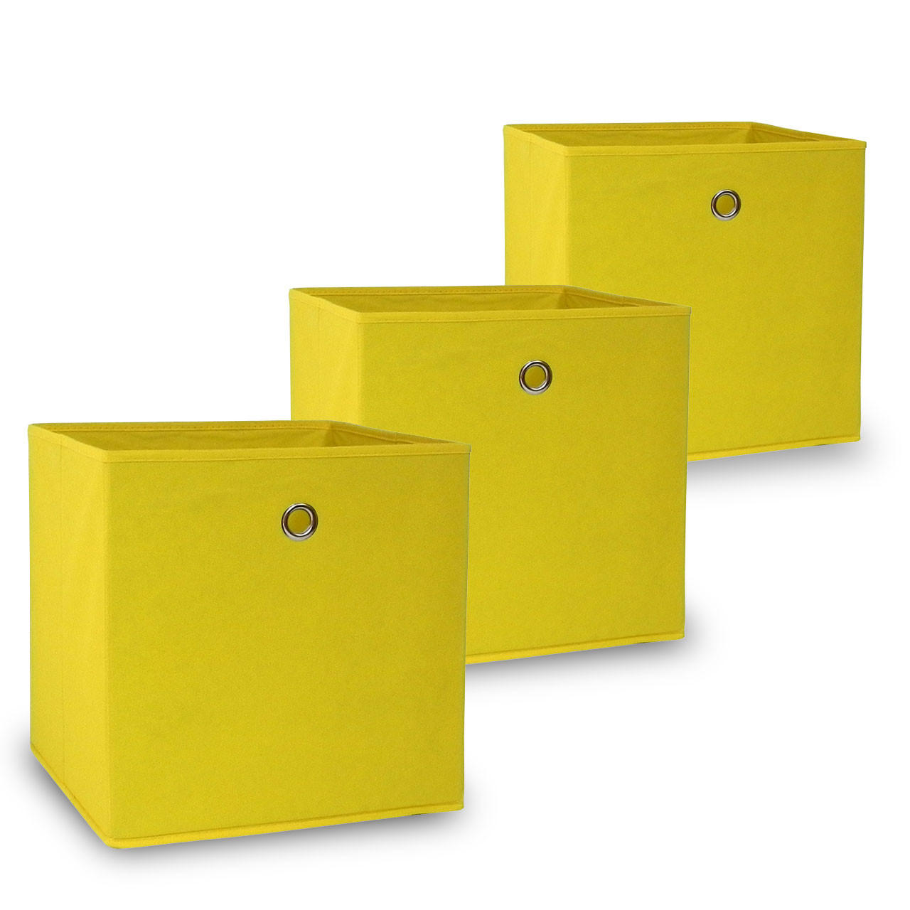 FALTBOX Oslo Gelb 3er-Set - Gelb, Textil (32/32/32cm) - Vladon