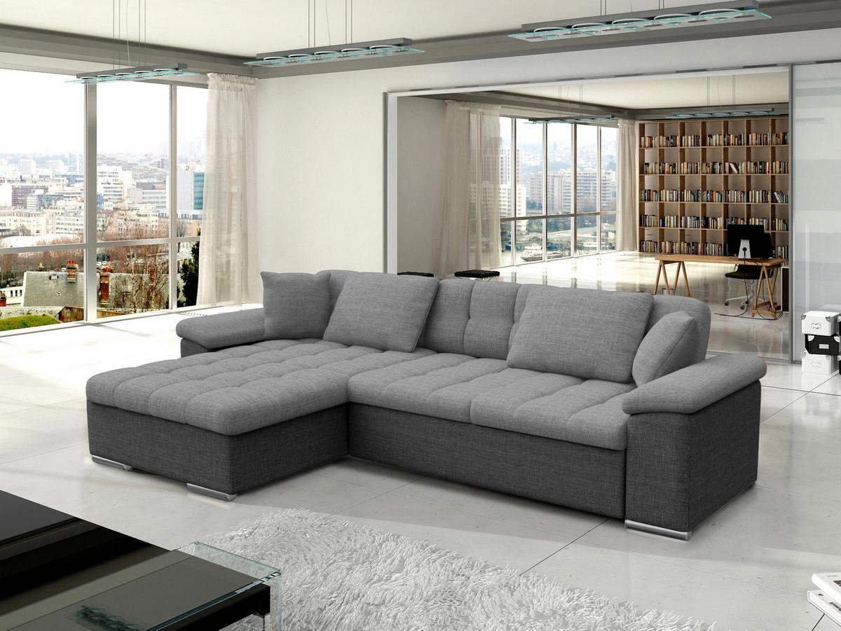 ECKSOFA Diana Lux, Seite: Links - Grau, Holz/Textil (280/160cm) - MIRJAN24