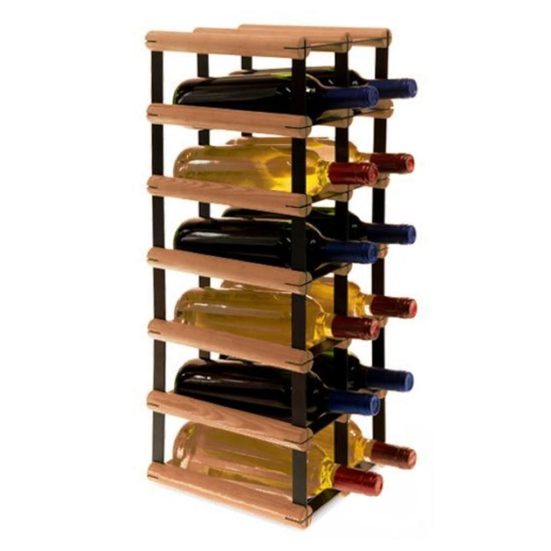 WEINREGAL Vinotega Mod Metal 62,5x22,5x24,5 cm 2x6 Flaschen Massives Kiefernholz Braun Geölt - Braun, Holz (22.5/62.5/24.5cm) - PROREGAL