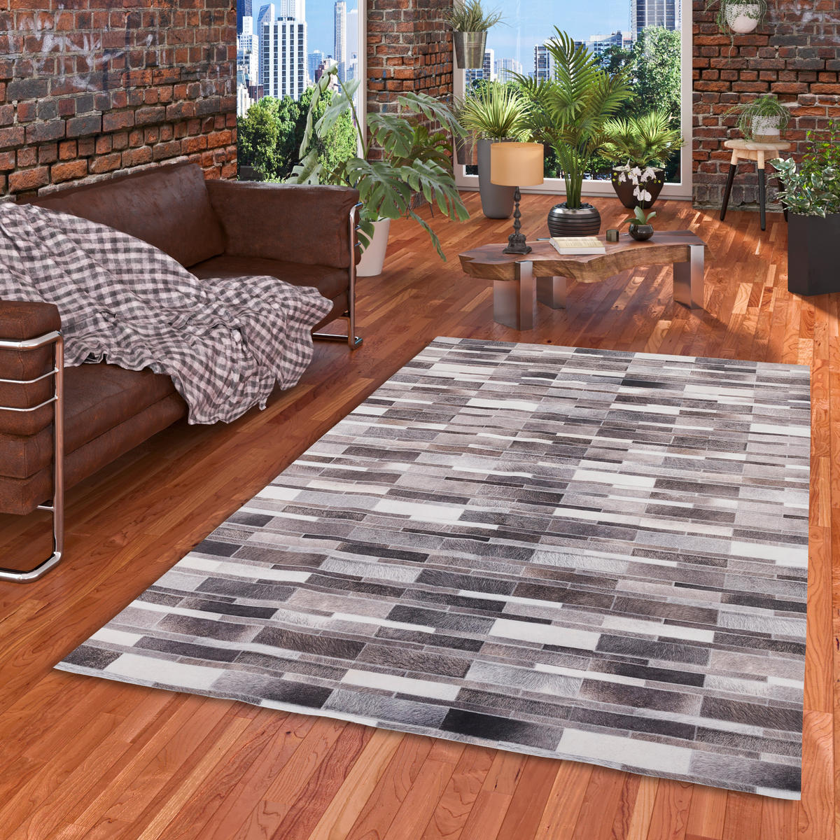KUNSTFASER PATCHWORK TIERFELL STRIPES - Beige/Braun, Textil (80/150cm) - Pergamon