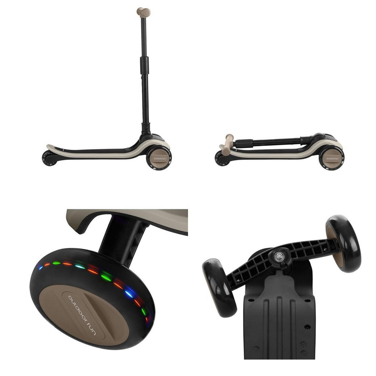 KINDERROLLER 2 in 1 Treo beige Laufrad, Sitz, faltbar, Lenkerhöhe verstellbar - Beige, Metall (63/31/56cm) - Kikka boo