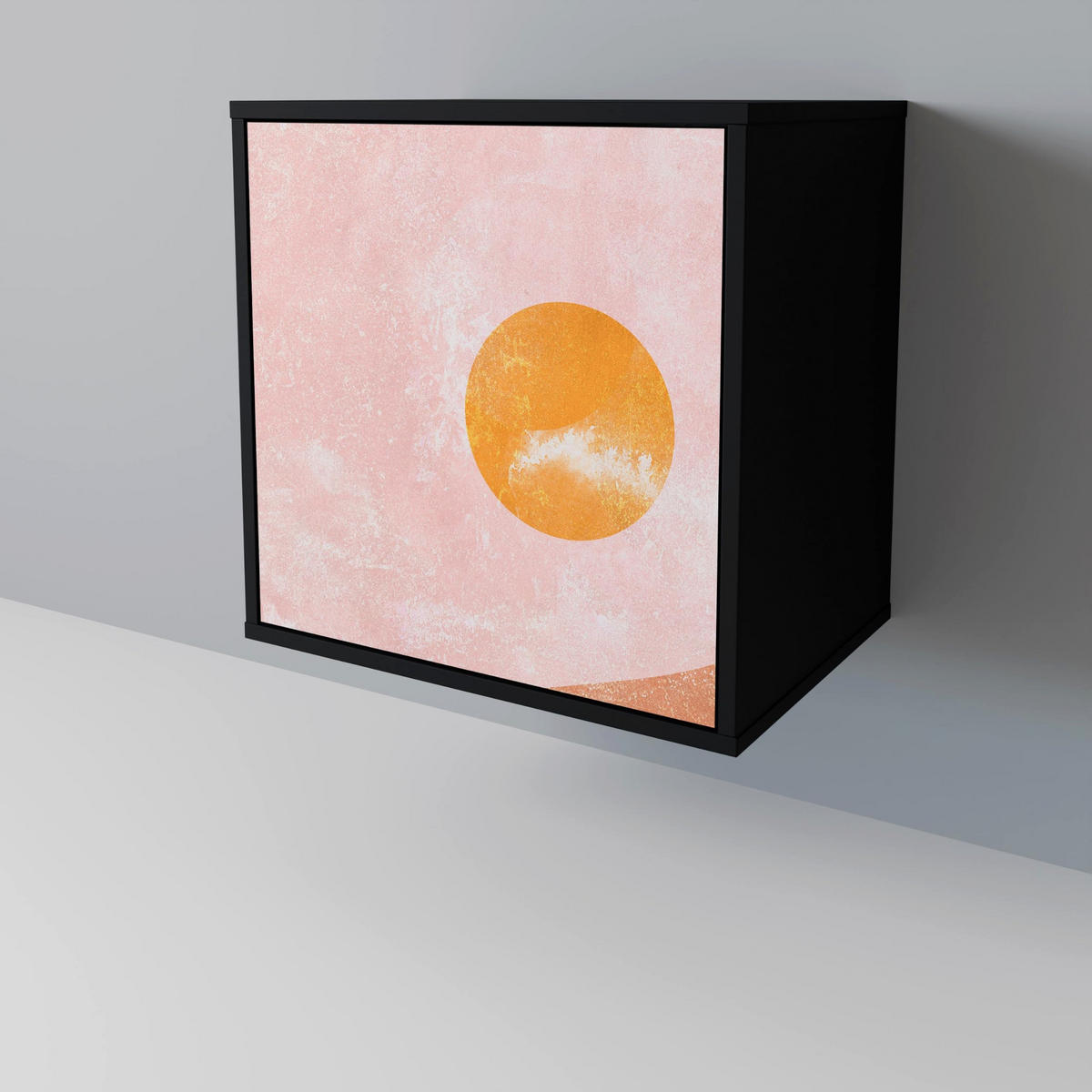SIDEBOARD LUMINOUS SUNLIGHT, Schwarz, 57,5x42x72,5 cm, Schwarze Metallfüße - Multicolor/Schwarz, Holzwerkstoff/Metall (57.5/72.5/42cm) - SpaceRebels