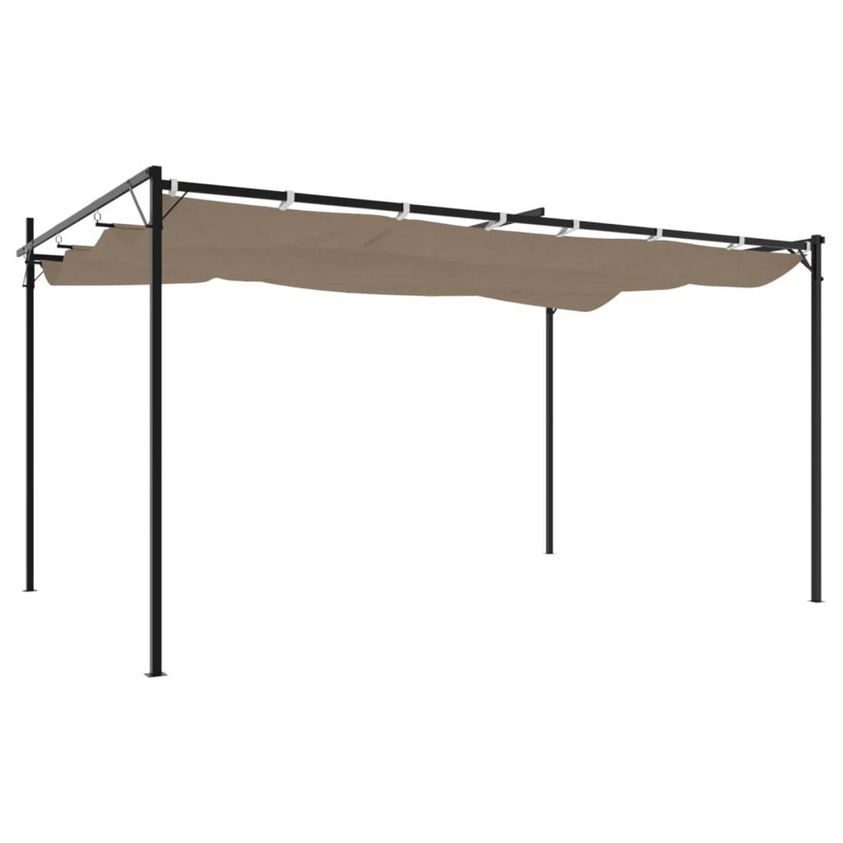TERRASSENÜBERDACHUNG mit Schiebedach OLIMP | Taupe 395x292x230cm | Pergola Garten Pavillon - Taupe, Metall (395/230/292cm) - DELUKE