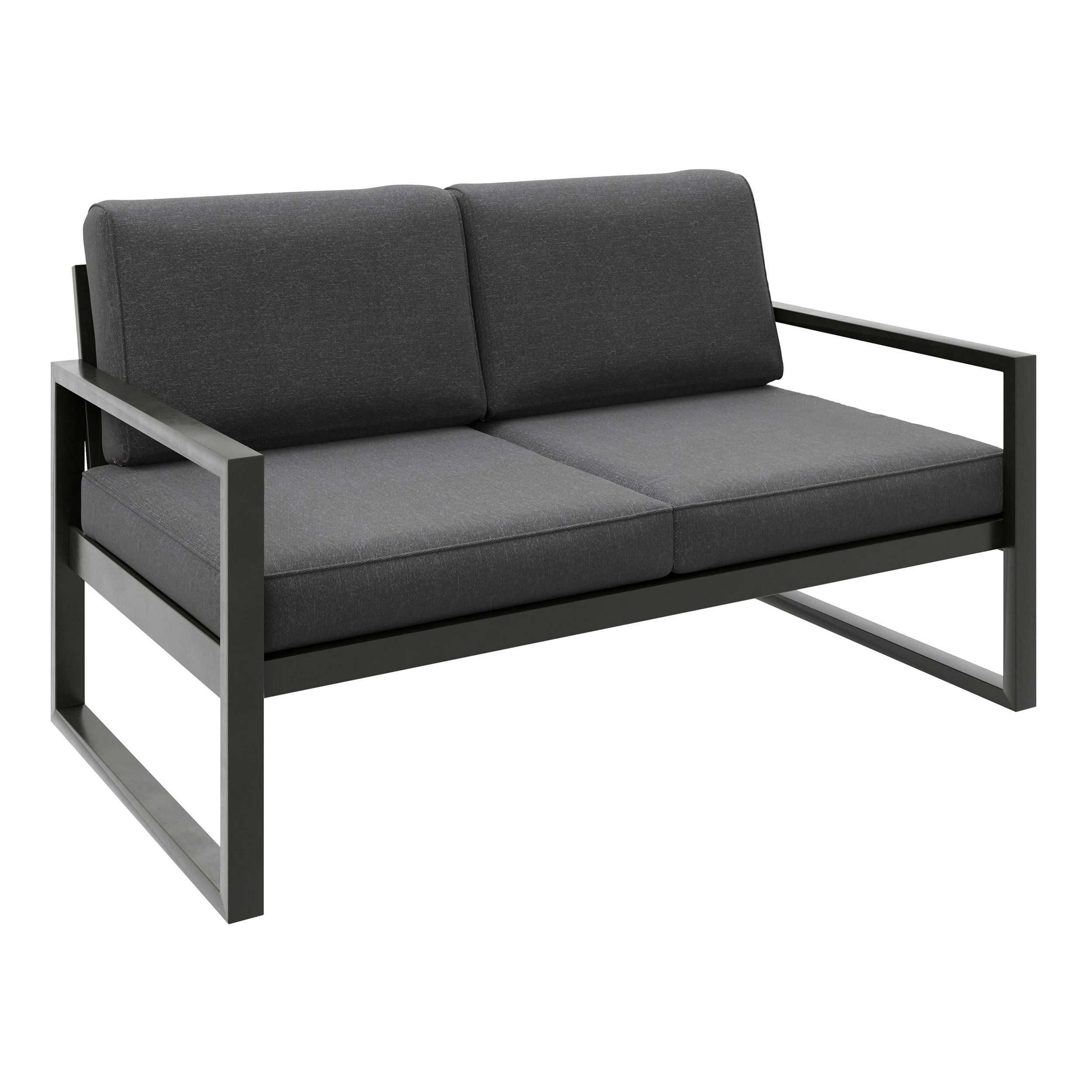 Beautysofa RELAXAČNÍ pohovka Stella 2místná s kovovým rámem, 146 cm, tmavě šedá