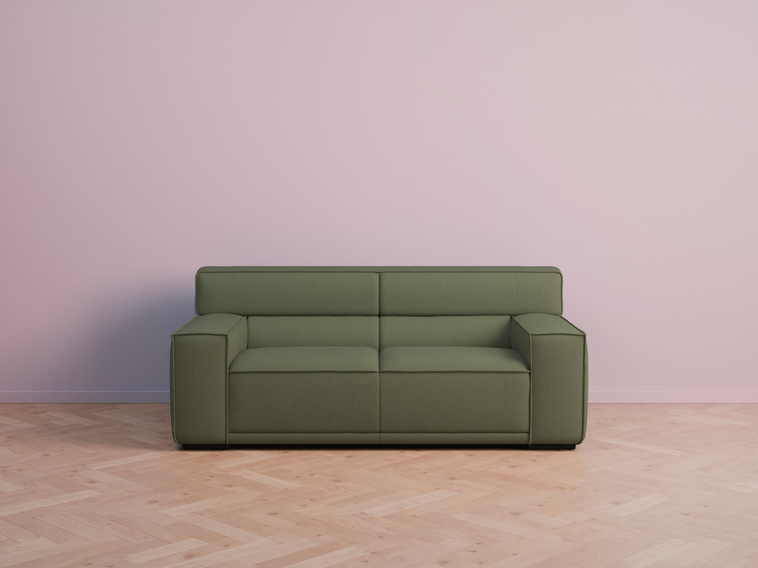 2,5-SITZER Umea Cord Grün 194/106/78 cm - Dunkelgrün, Kunststoff/Textil (194/78/106cm) - foamnova