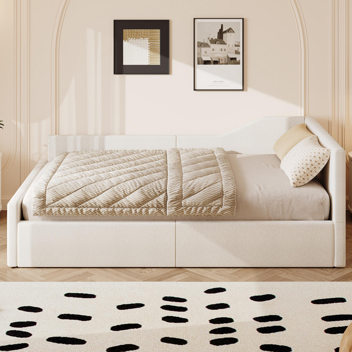 STAURAUMBETT 140/200 cm DE-03392, in Beige - Beige, Holzwerkstoff (140/200cm) - ComfortXL