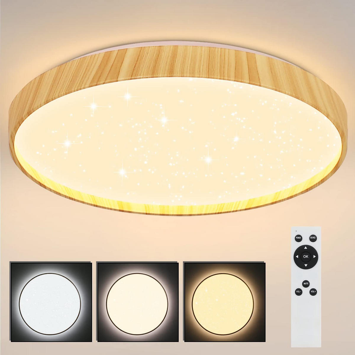 LED stropní svítidlo Lukas 40/40/6 cm - hnědá, kov (40/40/6cm) - Nettlife