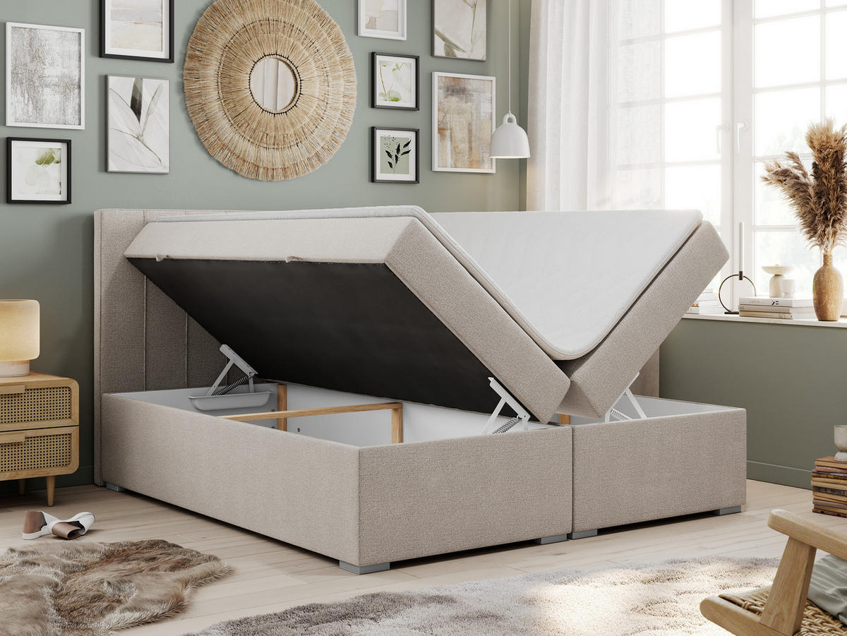 BOXBETT ALLY 120/200 Beige Struktur - H3 - Beige, Holz/Textil (120/200cm) - MKS