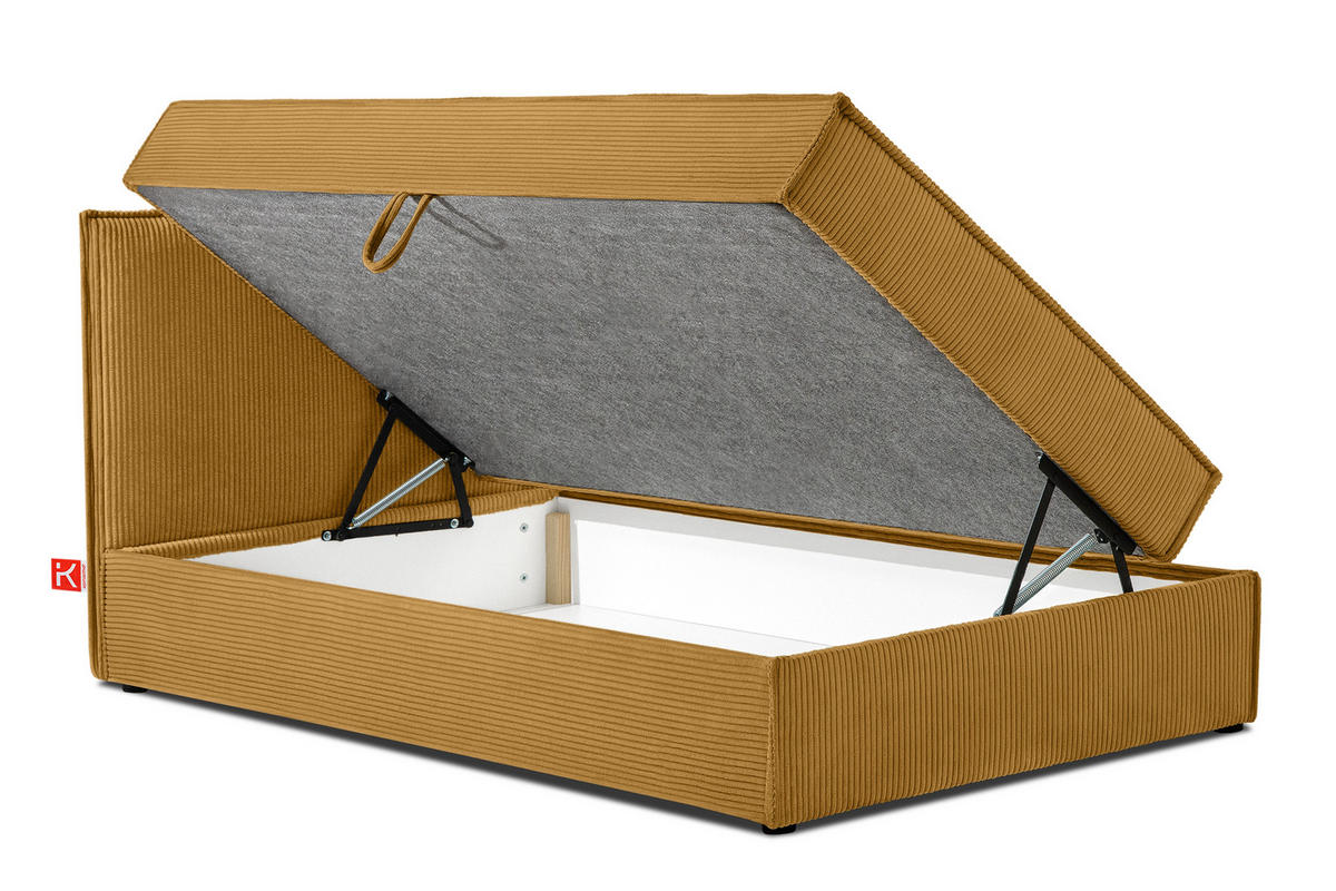 BOXSPRINGBETT ROTI Einzelbett, gelb - Gelb/Schwarz, Holz/Holzwerkstoff (80/200cm) - KONSIMO®