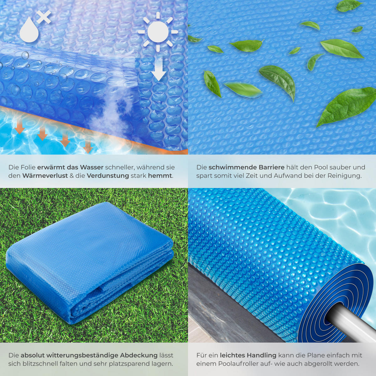 POOLABDECKUNG ,Durchmesser 250 cm,blau - Blau, Kunststoff (250/250cm) - tectake