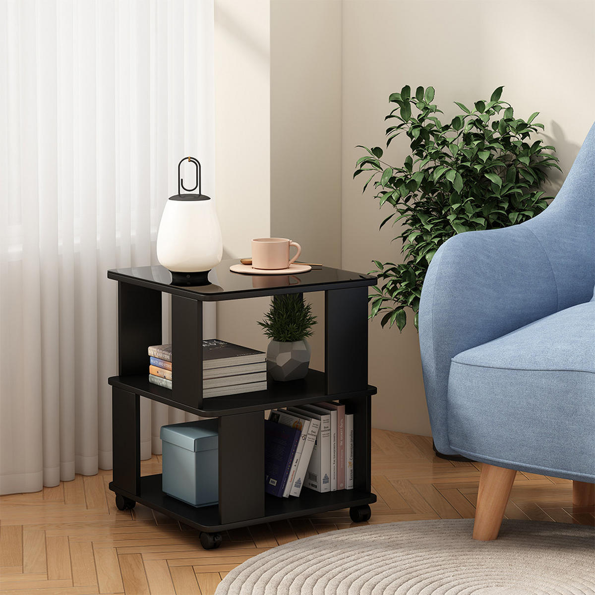 COUCHTISCH Velito Schwarz 50 x 50 cm - Schwarz, Holzwerkstoff (50/50/60.5cm) - Vicco