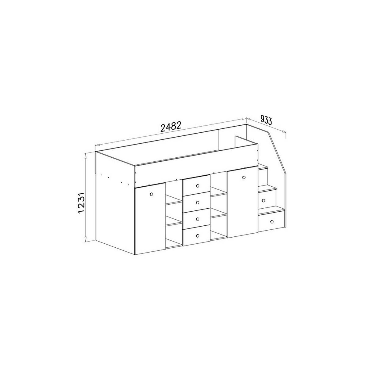 HOCHBETT Smart Artisan Eiche / weiß 93 / 248 / 123cm - Braun/Weiß, Holz/Holzwerkstoff (90/200cm) - Feldmann-Wohnen