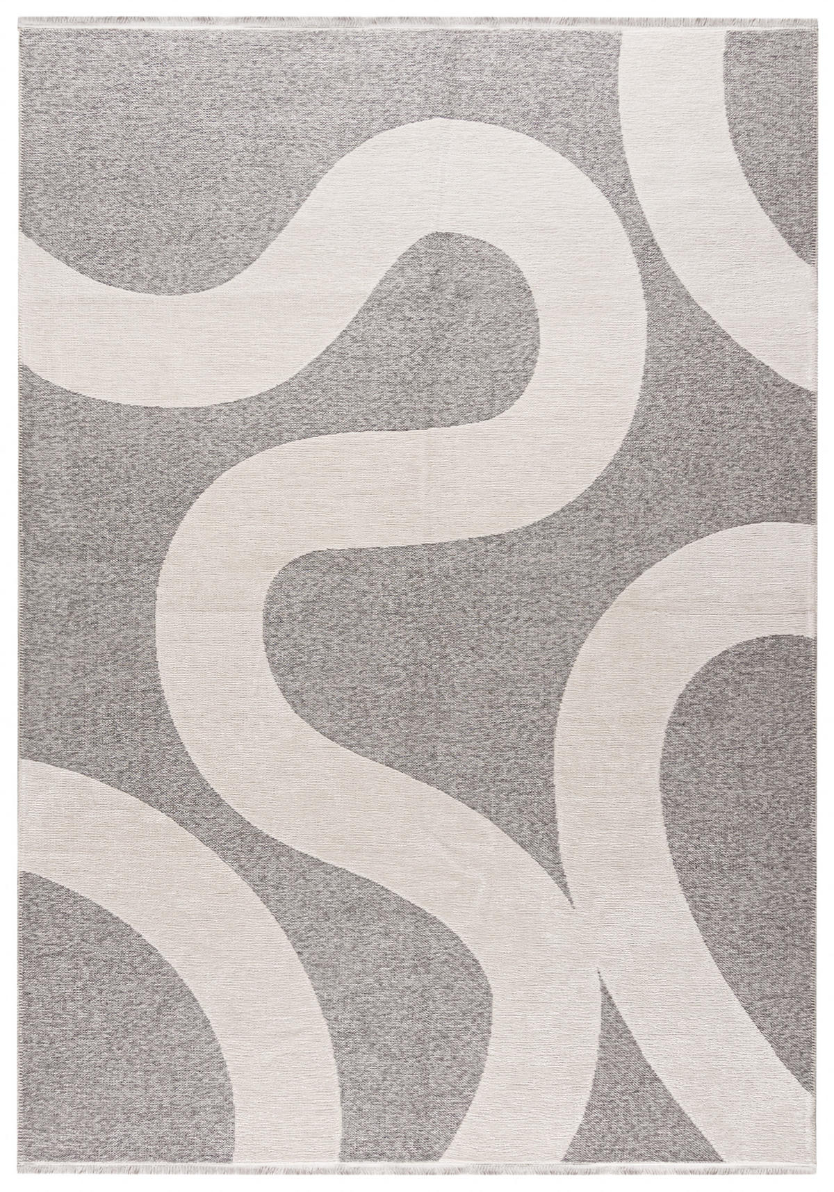 TEPPICH Zweiseitiger Weiß Modern Geometrisch - Kurzflor Rechteckig Weich - Ecru Graphit Grau - 200 x 300 cm - Ecru/Champagner, Textil (200/300cm) - Mazovia